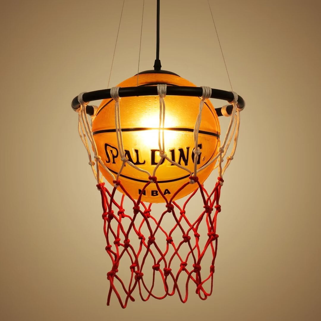 FINE MAKER Basketball Pendant Light Glass Industrial Chandelier Sport Ceiling Lighting Fixture Hanging Light for Restaurant Bar Sports Shop