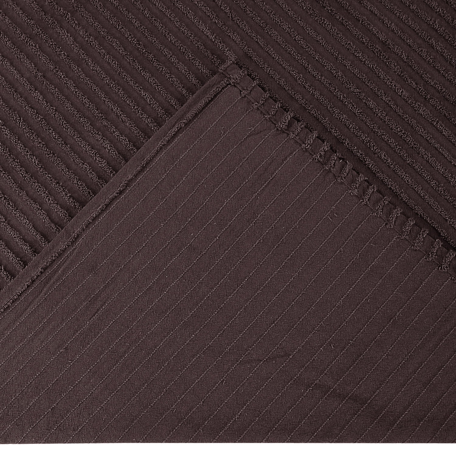 Better Trends 100% Cotton Twin Bedspread – Soft & Cozy Classic Stripe Coverlet, Machine Washable (81" x 110", Chocolate) Jullian Collection