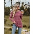 thumbnail image 3 of Chiclily Womens Long Sleeve Shirts Lightweight Pullover Sweaters Burgundy XL Crew Neck Tunics Tops, 3 of 6