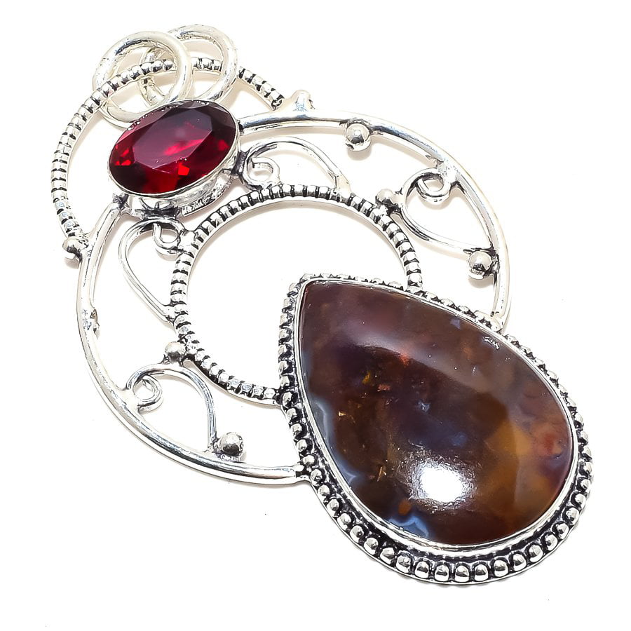 Spiritual Jewelry Agate With Garnet Quartz Handmade Necklace 16 To 18