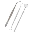 thumbnail image 3 of Pinzas dentales, 3 piezas/juego de acero inoxidable, kit de cuidado bucal, espejo bucal, funcionalidad inteligente, 3 of 8