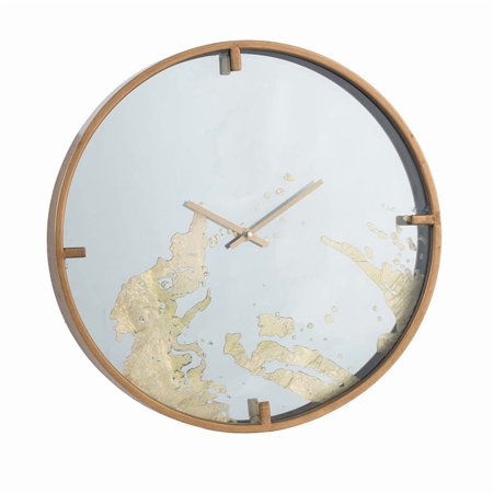 15.7x2.4 Elegant Minimalist Wall-Mounted Mirror Clock with Sleek Metallic Frame for Living Room, Bedroom, or Entryway Decor