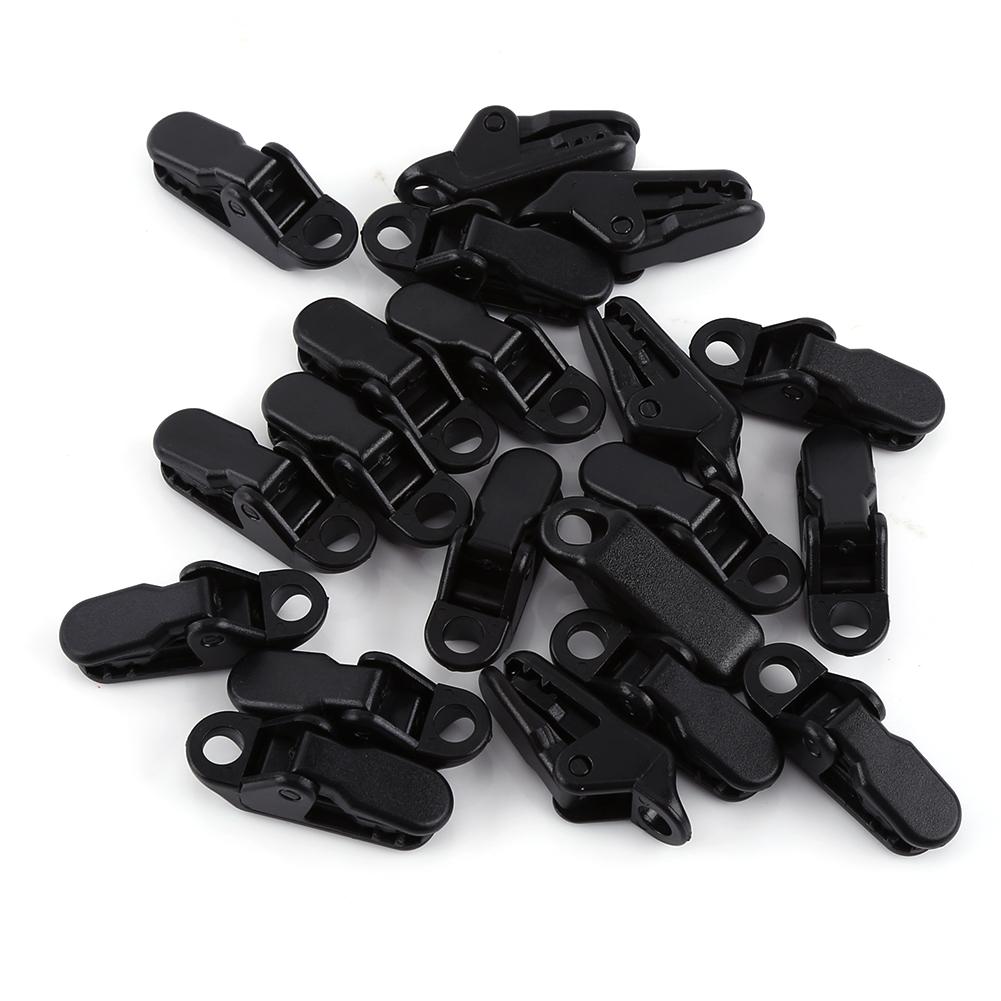 Tebru tent tighten, tarp clip,20pcs/bag Black Trap Clips Jaw Tent Snaps Camping Clamp Clips Tent