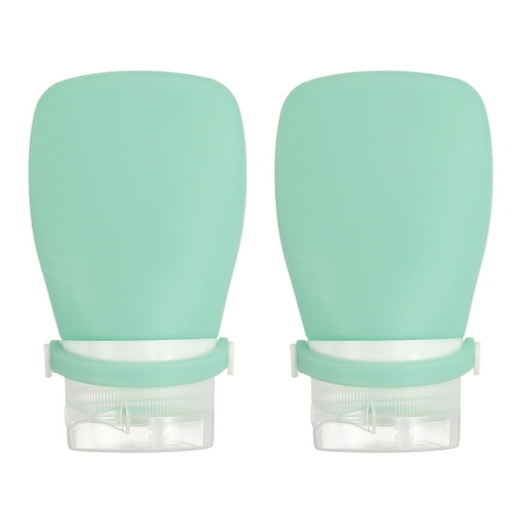 2 Pcs 2 oz Silicone Squeeze Bottle, Refillable Travel Bottles Leak Proof Containers for Toiletries, Light Green