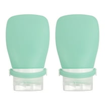 2 Pcs 2 oz Silicone Squeeze Bottle, Refillable Travel Bottles Leak Proof Containers for Toiletries, Light Green