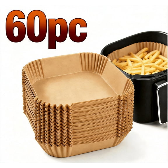 60pc Oil Absorbing Paper for Fryer | Disposable Oil Proof Paper Tray Baking Paper Tray | High Temperature Silicone Oil Paper Household