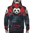 thumbnail image 7 of Pofeuu Red Black Eastern Panda Warrior Print Mens Casual Hooded Collar Drawstring Hoodies Pullover Sweatshirts Casual Long Sleeve Shirts-XX-Large, 7 of 7
