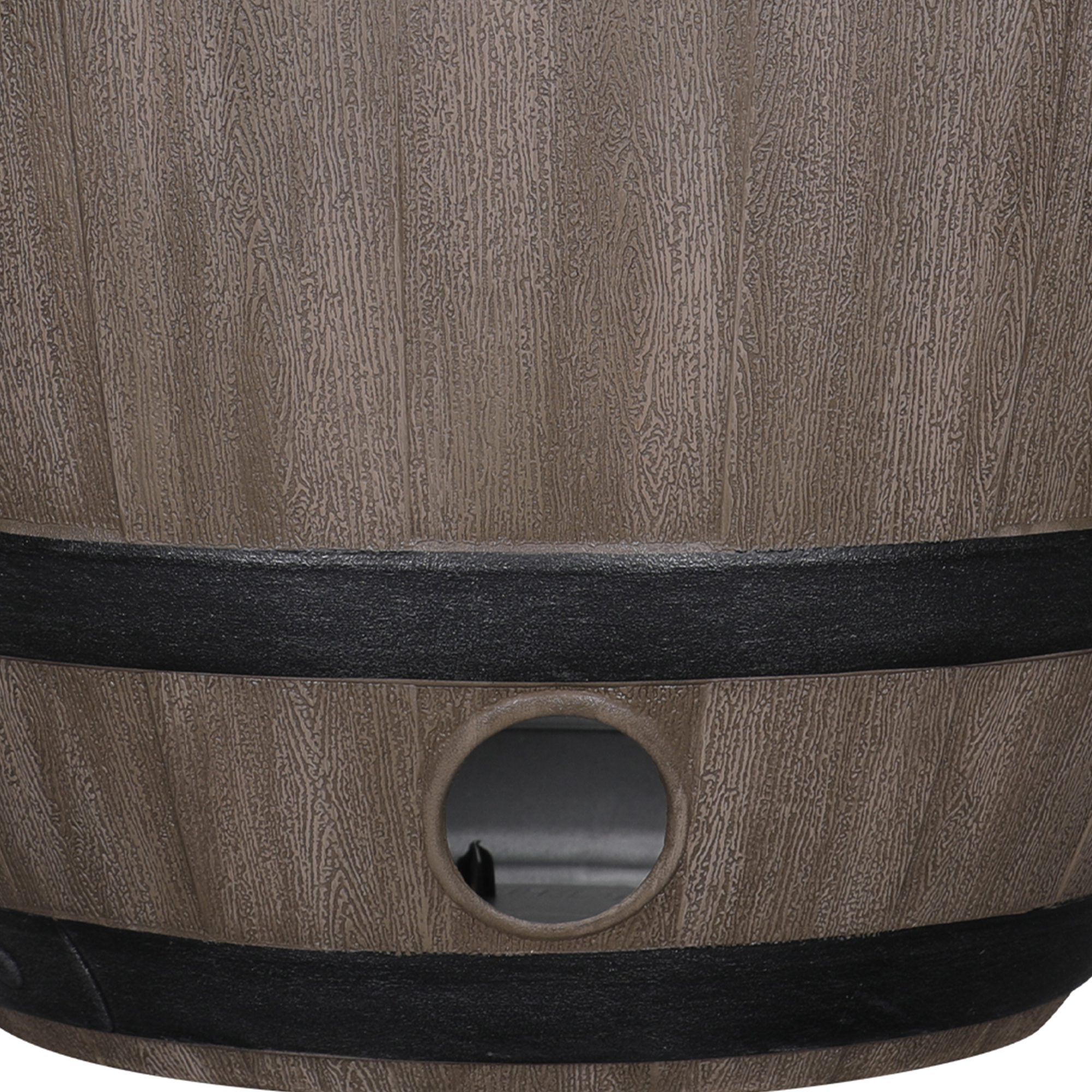Expert Gardener 18" × 18" × 12" Whiskey Barrel Walnut Brown 100% Recycled Resin Hose Pot with Removable Drainage Plug