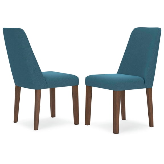 Signature Design by Ashley Lyncott Contemporary Dining Room Upholstered Side Chair with Foam Cushion, Set of 2, Blue & Brown