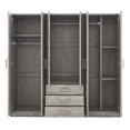 thumbnail image 2 of MODERNLUXE 6 Door Wooden Wardrobe Closet with 3 Drawers,Clothing Storage Cabinet Organizer with Hanging Rod and Shelves,Freestanding Armoire Closet for Bedroom,Gray, 2 of 6