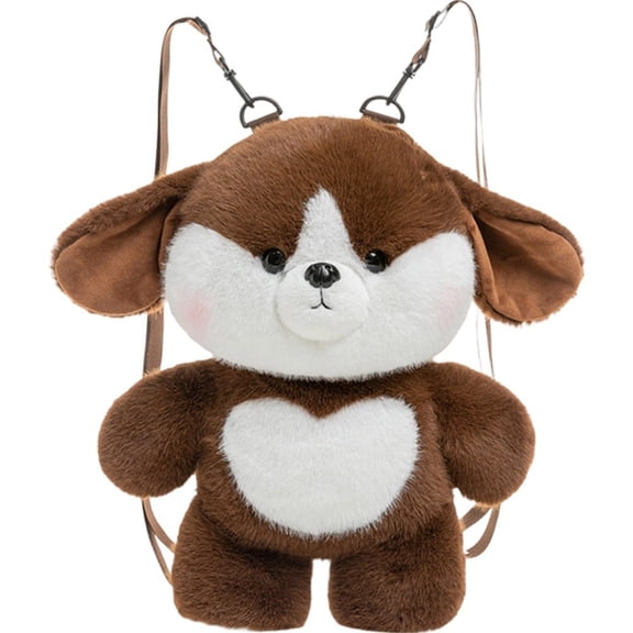 Cute Dog Plush Backpack 3D Dog Plush Bag Animal Plush Toy Soft Stuffed Shoulder Bag Kawaii Carrier Backpack Soft Animal Shoulder Bags Funny Gifts
