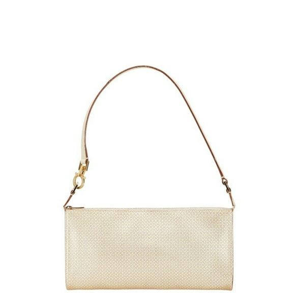 Pre-Owned Salvatore Ferragamo Gancini handbag in beige leather for women. (Good)