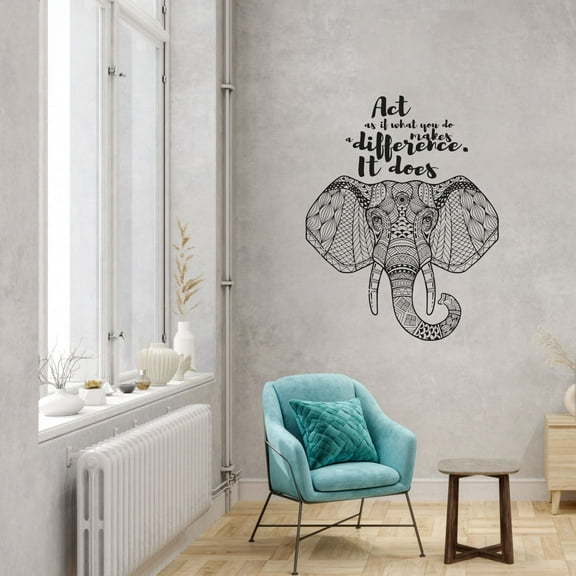 Act As If What You Do Makes A Difference It Does Quote Aztec Pattern Design Elephant Design Vinyl Wall Sticker Art Decal Boy Girl Kid Room Design Bedroom Home Decor Sticker Decoration Size(20x18 inch)