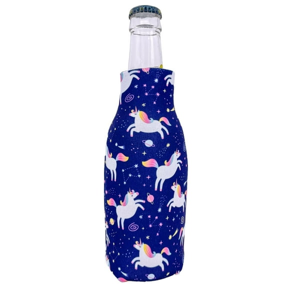 Unicorn Space Pattern Zipper Beer Bottle Coolie