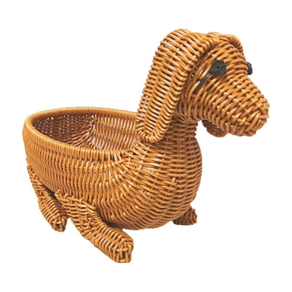 Oggfader Brown Dog Shaped Storage Basket - Plastic Home Decor Organizer for Snacks, Fruits, Small Items