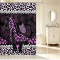 thumbnail image 2 of Erosebridal Minimalist Cheetah High Heels Print Shower Curtain 72Wx72L,Lovely Bowknot Pearl Bathroom Curtain,Black Pink, 2 of 5