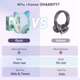 thumbnail image 3 of Auriculares Bluetooth KERHAND para niños con orejas de gato LED, color verde, 3 of 7