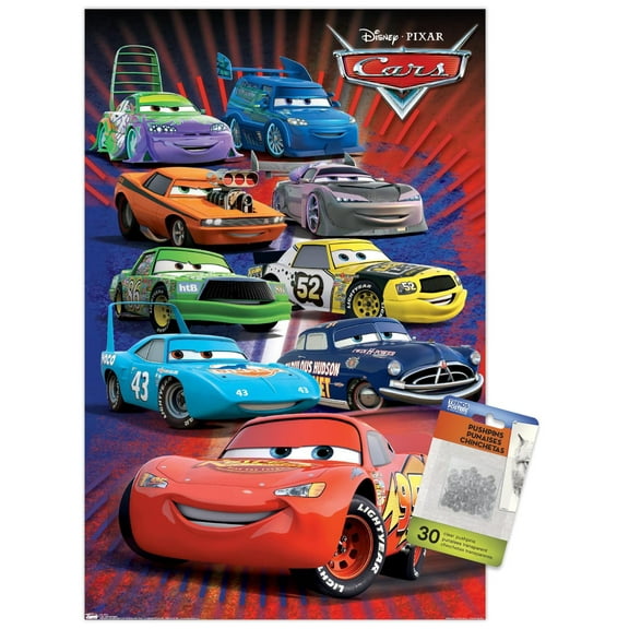 Disney Pixar Cars - Supercharged Wall Poster with Push Pins, 14.725" x 22.375"