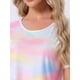 thumbnail image 5 of Camisón T-shirt de mujer Inspire Chic, vestido de pijama, colorido, a rayas, con mangas cortas, bata de noche, talla L, arcoíris claro, 5 of 6