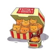 thumbnail image 2 of Camiseta "Gato con juego de palabras: gatitos como 'nuggets' en una caja de comida rápida y un gato con salsa picante", 2 of 7