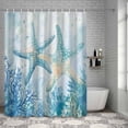 thumbnail image 6 of Bathroom Shower Curtain Coastal Gradient Coral Starfish Waterproof Shower Curtains with Hooks, Summer Ocean Animal Bath Curtains Bathtub Curtain Home Decor 36x72in, 6 of 9