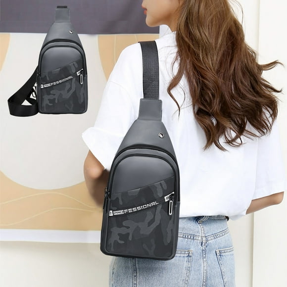 WIZUTIZ Small Sling Bag Crossbody Chest Shoulder Water Sling Purse One Strap Travel Bag For Men Women Boys With Earphone Hole for Men Womens Chest Bags Womens Messenger Bags Gray