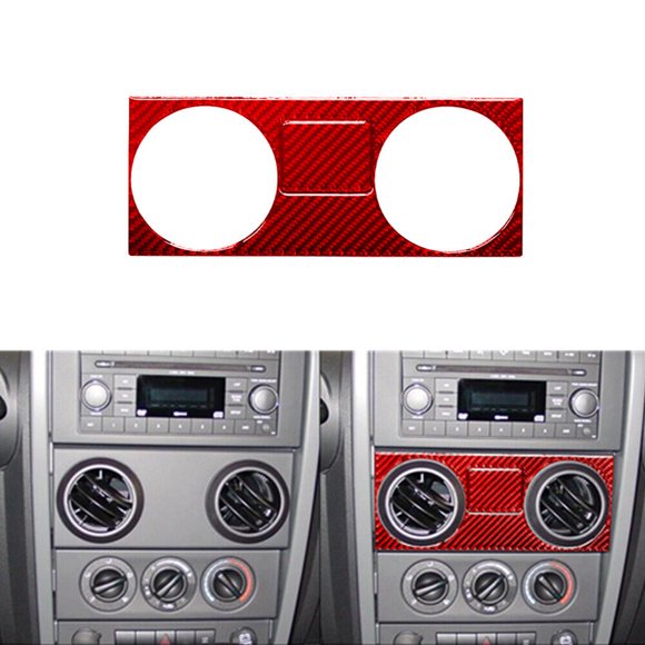 Grille d'Aération Centrale en Fibre de Carbone Rouge pour Garniture de Couvercle Ram e pour Jeep Wrangler 07-10 Type C