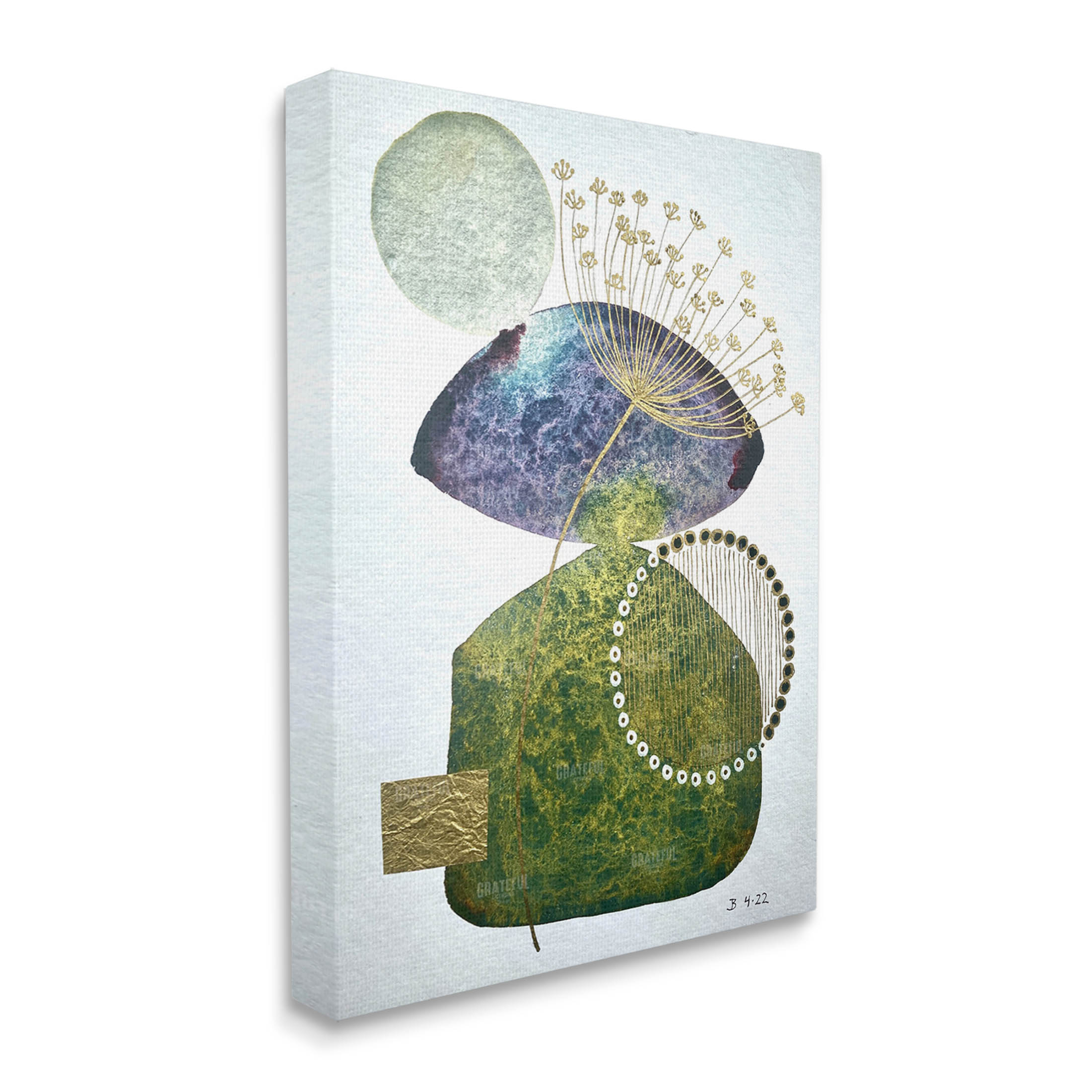 Mossy Botanical Contemporary Nature Abstract Graphic Art Gallery Wrapped Canvas Print Wall Art