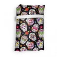 thumbnail image 4 of Sugar Skull Portable Fabric Shopping Bag, All Souls Day Floral Colorful Sugar Skulls Flowers on Dark Background Print, Versatile and Durable Grocery Tote with High Capacity, Multicolor, by Ambesonne, 4 of 4