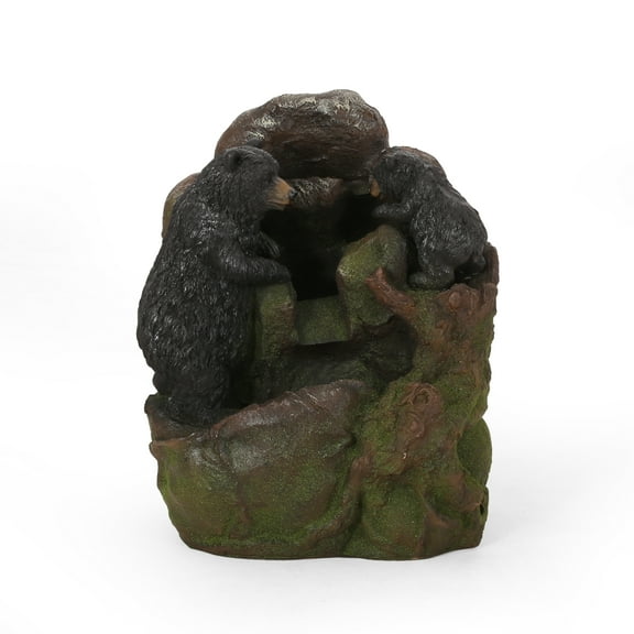 Wasco Outdoor 2-Tier Bear Fountain, Moss and Black