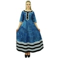 thumbnail image 1 of Phagun Women Blue Anarkali Printed Kurti Ladies Cotton Indian Casual Clothing-12, 1 of 7