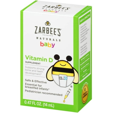 Zarbee's Naturals Baby Vitamin D Supplement with develop strong bones & teeth, 0.47 Fluid Ounces