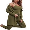 thumbnail image 2 of Women‘s 3 Piece Lounge Set Pajama Set Sweatsuits Open Front Cardigan Tank Tops Wide Legs Pants Outfits, 2 of 7