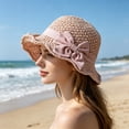 thumbnail image 4 of JULMCOMO Sun Hats for Women Foldable Bow Wide Brim Sun Protection Casual Summer Bucket Hat for Beach Vacation Pink, 4 of 5