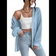 thumbnail image 1 of Cárdigan de Larga para Mujer, Suéter de Punto Suave Azul XXL, 1 of 8