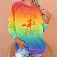 thumbnail image 2 of WREESH Halloween Sweatshirts Women Casual Full Sleeve Round Neck Tops Loose Blouse Print Graphic Sweatshirt Yellow, 2 of 5