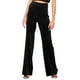 thumbnail image 1 of Pantalones de algodón de color liso y cintura media para mujer: corte recto holgado con bolsillos laterales, pantalones informales para deporte/uso diario, 1 of 8
