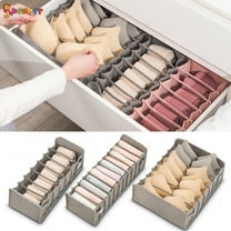 Spencer Set of 3 Foldable Drawer Closet Organizer Set - Underwear Storage Divider Boxes 7/11 Cell Collapsible Closet Compartments for Socks Bras Ties Scarves Organizing "Gray"