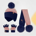 thumbnail image 2 of Bibifish 3 PCS Hat Scarf Glove Sets For Children Striped Hats Neck Warmers And Gloves Outdoor Warm Boys And Girls Three Piece Sets, 2 of 4