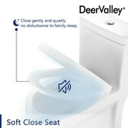 DeerValley 12 Rough-In White One Piece Toilet for Small Bathroom ,Ceramic Round Compact Toilet Dual Flush 1.1/1.6 GPF High Efficiency Water Saving Toilet Soft Close Seat Included