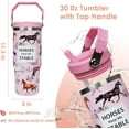 thumbnail image 3 of 30 oz Flip Straw Tumbler with Top Handle Resuable Vacuum Insulated Flip Top Water bottle for Home Office Car Dishwasher Safe, 3 of 6