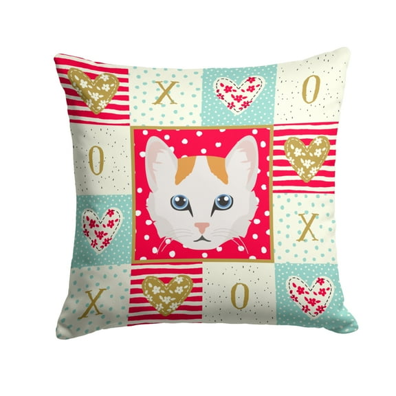 Turkish Van Cat Love Fabric Decorative Pillow