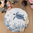 thumbnail image 3 of Blue Turtle Coastal Round 13 Inch Placemats Set of 8, Beach Starfish Nautical Coral Shell HeatResistant Non Slip Place Mats for Dining Table, Wipeable Braided Kitchen Table Mats for Housewarming, 3 of 9