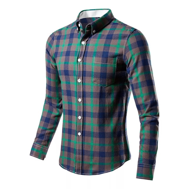Camisa De Casual A Cuadros Slim Fit Manga Larga Para Hombre