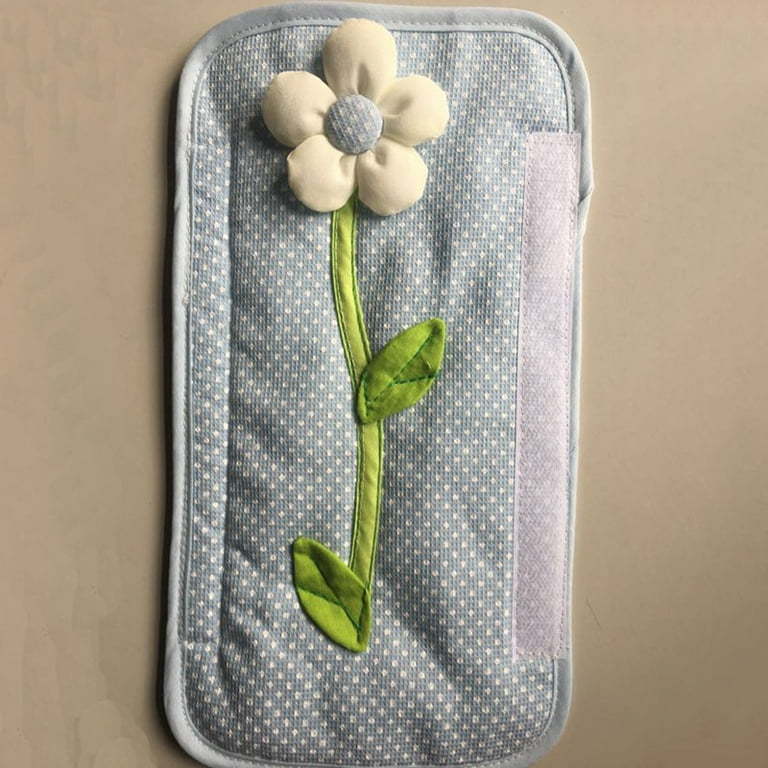 2PCS Pastoral Flower Polka Dot Door/Refrigerator Handle Cover Fridge Door Handle Gloves Home Decor Kitchen Accessories Blue
