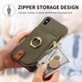 thumbnail image 3 of Compatible for iPhone XS Max Zipper Wallet Case with Card Holder, Rotation Ring Kickstand Case, PU Leather Card Slots RFID Blocking Protection Phone Case Shockproof Cover, Armygreen, 3 of 10