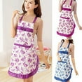 thumbnail image 4 of Farfi Women Bib Floral Print Bowknot Kitchen Restaurant Cooking Pocket Dress Apron (Purple), 4 of 10
