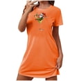 thumbnail image 2 of Camisón corto navideño para mujer, talla grande, cuello redondo, manga corta, estampado en el pecho, vestido de noche para mujer, 2 of 3