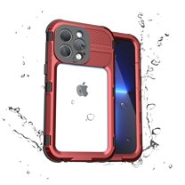 for iPhone 13 Pro Case Waterproof Shockproof Dustproof Full-Body Sturdy with Camera Lens Protection and Built-in Screen Protector,Underwater Full Sealed Cover Protective for iPhone 13 Pro, Red