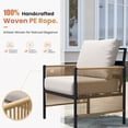 thumbnail image 3 of Jableast Outdoor Patio Furniture Set, 4 Piece Patio Conversation Sets with Coffee Table, HDPE Rope & Aluminum Armrests, All Weather Patio Set with Thick Cushions for Deck, Backyard, Indigo Ink, 3 of 9